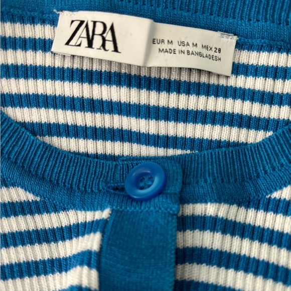 Zara Blue and White Striped Button Up - Picture 4 of 5